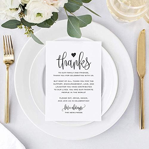 2-Pack Bliss Collections Wedding Thank You Place Setting Cards, Print to Add to Your Table Centerpieces and Wedding Decorations, Pack of 50 4x6 Cards