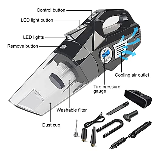 BYGD 4in1 Handheld Car Vacuum Cleaner, Air Compressor, Tire Inflator
