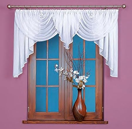 Beautiful Voile Swag Curtains Jardiniere In White Ready Made 100