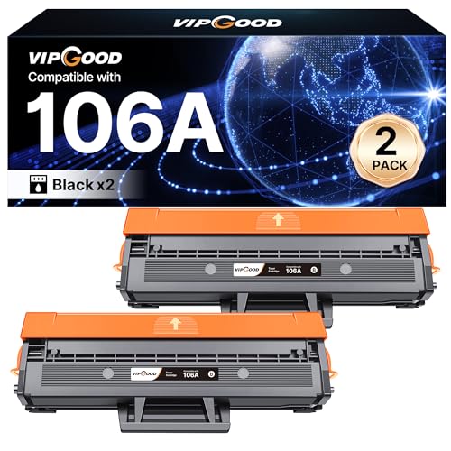 VIPGOOD 106A Toner with Chip Compatible for HP 106A W1106A Laser Toner Cartridges 107w 107a 107r for MFP 137fnw 137fwg 135a 135r 135w 135wg (Black, 2-Pack)