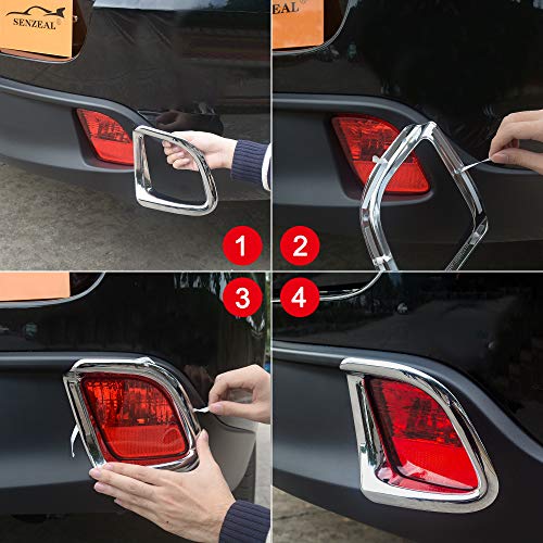 Senzeal ABS Chrome Rear Fog Light Lamp Frame Cover Trim for Toyota Highlander 2015 2016 2017 2018 2019 2PCS - Thumbnail 7