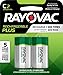 Rayovac Rechargeable C Batteries, High Capacity Rechargeable Plus C Battery, 2 Count (Pack of 1) (PL714-2 Gene)