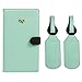 JAVOedge Travel Set: Mint/Black Two Tone Long RFID Blocking Passport Case with Pen Holder + 2 Matching Luggage Tags