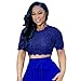 Goddessvan Women's Short Sleeve Sexy Sheer Blouse Mesh Lace Crop Top