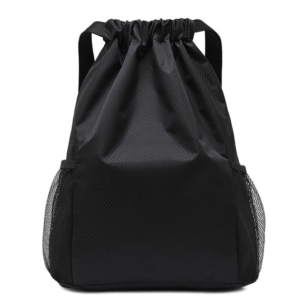 Gym Bag Drawstring Backpack Bag, Drawstring Bag with Large Capacity, Backpack with Drawstring String Bag, Gym Bag, Sports Bag, Pull Bag, Sports Backpack for Men and Women, Black, 40 x 48 cm