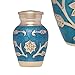 Funeral Urn by Liliane - Small Keepsake Urn Fits a Small Amount of Remains - Cremation Urn to Share a Small Amount of Human Ashes as Well as the ashes of dogs, cats or other pets - Display Keepsake Burial Urn at Home or in Niche at Columbarium - Lisette Model in two colors: Enameled in Blue or White. (Blue)