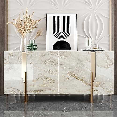 VEELIKE Wallpaper Wall Sticker Wall Paper Decor Beige Gold Marble Peel and Stick Self Adhesive Thick Durable Waterproof Removable Vinyl 15.7x118 Inches for Living Room Bedroom Kitchen Cabinets for DIY