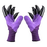 Garden Genie Gloves with Claws(2019 Upgrade), Waterproof and Breathable Garden Gloves for Digging Planting, Best Gardening Gifts for Women and Men (Purple 1 Pairs)