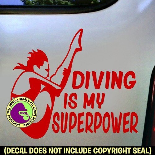 DIVING SUPERPOWER SPRINGBOARD DIVER Female Vinyl Decal Sticker C