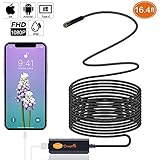 USB Endoscope,Crazyfire 2.0M COMS 1080P Full HD Borescope Inspection Camera,IP68 Waterproof Snake Camera Universal Compatible for Iphone X,iphone 8 7 plus,Samsung S8 S7 S6 IOS Android- 16.4 ft