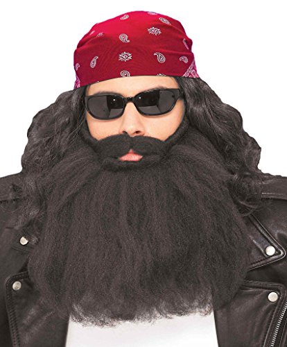 Forum Novelties Men's Biker Beard And Mustache Set Black 14" Long