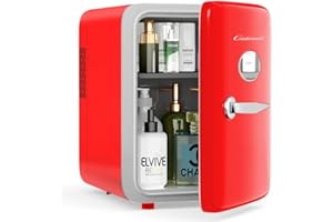 CUTIEWORLD Skincare Fridge - 4L Mini Fridge for Bedroom, Office and Car, for Refrigerating Makeup, Skincare and Food, Cooler and Warmer, Beverage Cooler, Red
