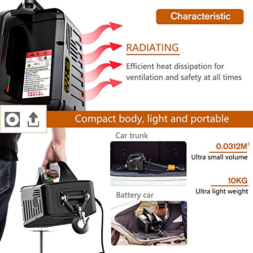 NEWTRY 3 in 1 Electric Hoist Winch 1,100lb Wireless Remote Control, Cable Remote Control, 110/120 Volt Portable Power Electric Hoist, Vertically & Horizontally, Lift 16ft/min - Image 4