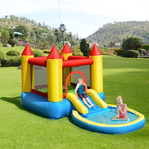 Costzon Inflatable Water Slide Bounce House, Small Bouncy House for