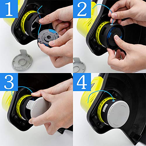 FutureWay String Trimmer Replacement Spool Line 0.065” 18-Volt 24V 40V, Compatible with Ryobi One+ AC14RL3A, Weed Eater String Autofeed 522994001 Cap, Cordless Trimmer Line 11ft, 8 Spools + 1 Cap