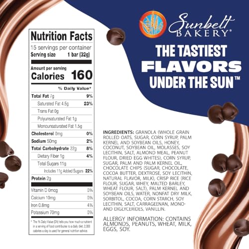 SUNBELT BAKERY FUDGE DIPPED CHOCOLATE CHIP CHEWY GRANOLA BARS, VALUE PACK, 15 COUNT (PACK OF 1)