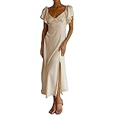 2023 Summer Women's Satin Off Shoulder Formal Dress Wedding Guest Elegant Butterfly Sleeve Split Cocktail Prom Midi Dresses Champagne