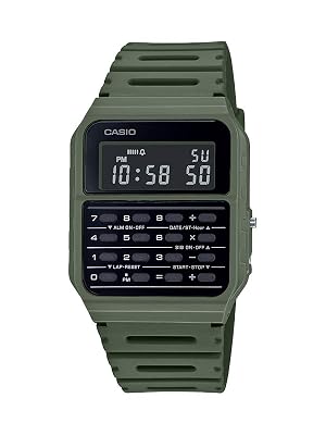 Casio CA53W Vintage Series | Green | Data Bank | 1/100 SEC Stopwatch | Water Resistant | 8 Digit Calculator | Dual Time | Resin Band | Resin Case | Auto Calendar | Daily Alarm | 5 Year Battery