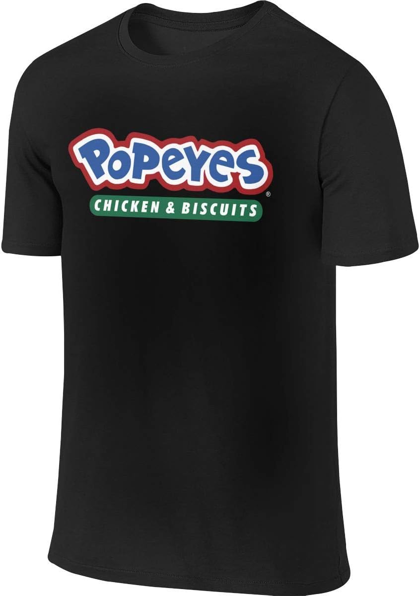 PORRO New Personalized Popeyes Wordmark Logo Fashion Funny T Shirts O-Neck for Mens Black