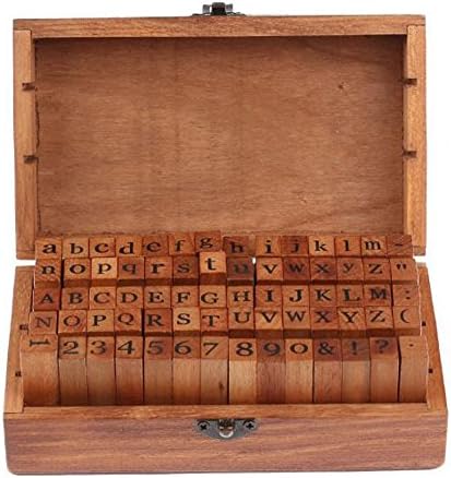 Alphabet Rubber Stamp Set with ¼” Emoji, Capital and Lowercase letters, Numbers, Symbols for Scrapbooking