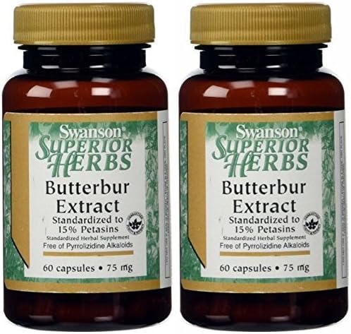 Swanson Superior Herbs Butterbur Extract 75mg -- 2 Bottles each of 60 Capsules by Swanson Superior Herbs