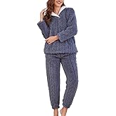 LYCY Fluffy Pajamas set for Women Fleece Pullover 2 Piece Pjs Set Soft Plush Sleepwear Winter Loungewear