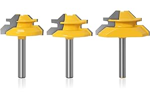 3Pcs 45 Degree Lock Miter Router Bit, Router Bits 1/4 Inch Shank, Woodworking Tools for 1/2", 5/8", 3/4" Cutting Height