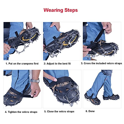 image for SHANLU Snow Grips, Traction Cleats/Ice Grips for Shoes with 18 Spikes,