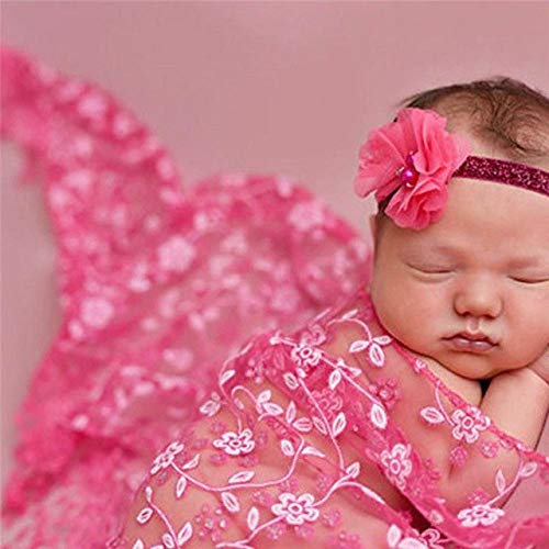MATISSA Newborn Baby Girl/Boy Lace Tassels Wrap Swaddle Layer Baby Photography Prop (Rose Pink)