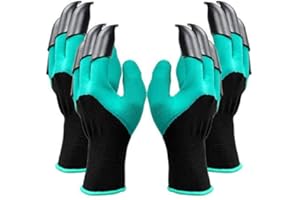LANSONTECH Garden Gloves, Fingertips Claws on Each Hand, for Digging and Planting, for Right-handers & Left-handers, for Wome