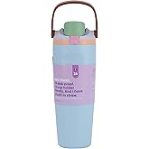 Insulated Stainless Steel Water Bottle with Two-Way Spout, Straw and Bucket Handle,for Travel, School, and Sports, 30oz (light blue)