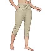 Hiwzffy Women's Swim Capri Pants Board Shorts for Swimming Modest Swimsuits Beach Pants with Pockets Quick Dry UPF50+
