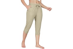 Hiwzffy Women's Swim Capri Pants Board Shorts for Swimming Modest Swimsuits Beach Pants with Pockets Quick Dry UPF50+