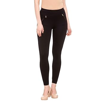 Buy ONLY Womens 2 Pocket Solid Leggings (Black_X-Large) at Amazon.in