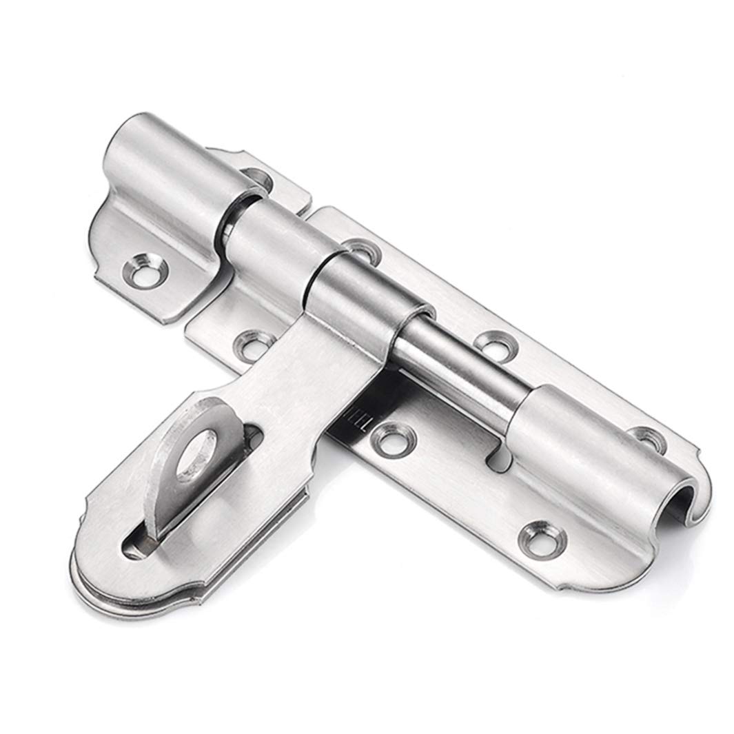 Tiberham Sliding Door Barrel Bolt Lock - 100mm Stainless Steel with Padlock Clasp - Heavy Duty Tower Latch Padbolt for Bathroom, Toilet, Garden Gate, Shed
