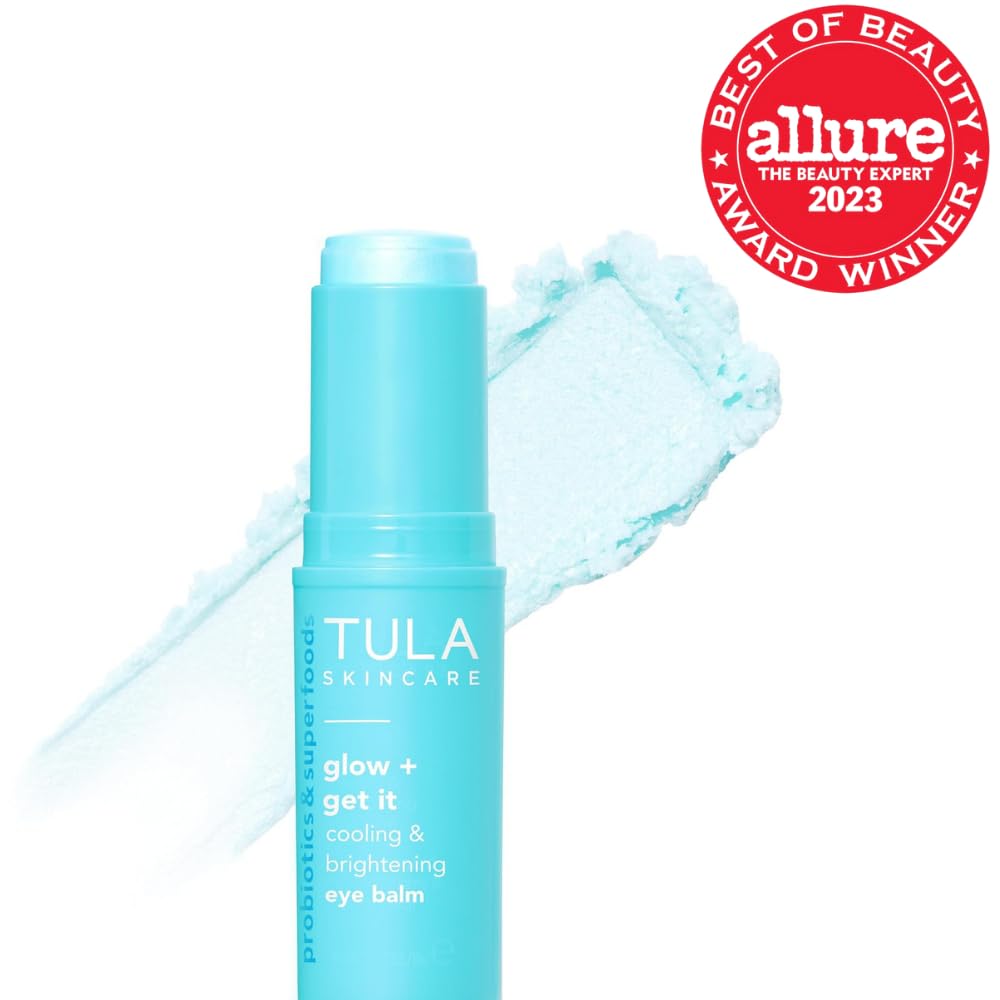 TULA Skin Care Eye Balm Glow & Get It - Dark Circle Treatment, Instantly Hydrate and Brighten Undereye Area, Portable and Perfect to Use On-the-go, 0.35 oz.