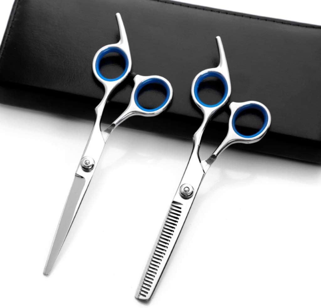 LXIANGP Alloy Durable Professional 6.0-inch Shears Cutting &Thinning Scissors Kit Convex Edge Hairdressing Scissors Set Stainless Steel with Comb and Leather Bag Unisex Suitable for All Hair Types