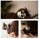 Generic Women Girl Gothic Punk Metal Human Skull Hair Ponytail Cuff Band Wrap Holder Tie(Bronze)