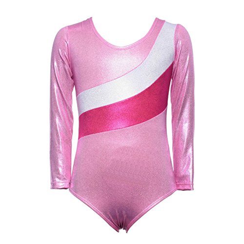 Wah Na Toddler Girls One Piece White Gymnastics Leotards For 6x,6Y-7Y,Pink - Thumbnail 3