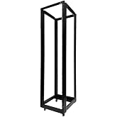 GlobalRack 27U Open Frame Server Rack,22-35" Depth Adjust,with Wheels | 19in Network Rack | 4-Post rack | Load capacity 1200 lbs | All components reversible for front/rear mounting