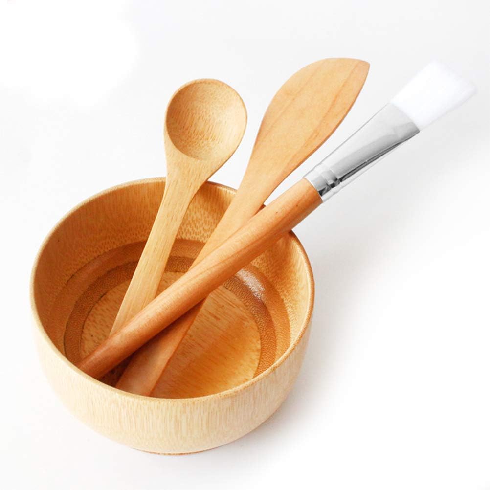 Worglo Eco Bamboo Mixing Mask Bowl,Cute Small Facial Skin Care Mask Bowl Set DIY Homemade Facemask Mixing Mask Tools