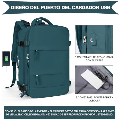 ECYWE Mochilas de viaje grandes, mochilas de viaje multifuncionales, con Puerto de Carga USB，mochilas de transporte, mochilas de senderismo, impermeables, mochilas para deportes al aire libre