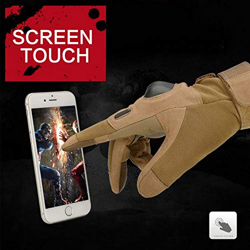 ANTARCTICA Tactical Gloves Military Hard Knuckle Combat Gloves Motorcycle Cycling Training Army Shooting Outdoor Gloves (Brown Full Finger, XL) - Thumbnail 2