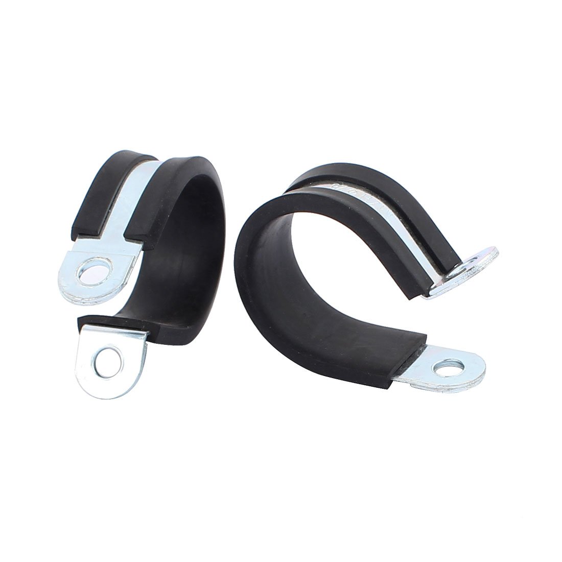 sourcingmap 2Pcs 28mm Diameter Rubber Lined R Shaped Zinc Plated Pipe Clips Hose Tube Clamp