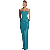 aseting Satin Strapless Prom Dresses for Women 2026 Corset Mermaid Ruched Tight Backless Bodycon Evening Party Dress