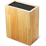 Alzurius Knife Block Without Knives, Kitchen Knives Holder Stand and Organizer, Hygienic and Safe Storage, Eco-Friendly Rubberwood Countertop Rack, Safe and Universal Protection of 10-12 Knives