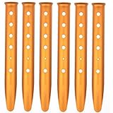 Ogrmar Aluminum Tent Stakes for Camping in Snow and Sand Tent Boating Hiking Backpacking Picnic Shelter Shade Canopy Outdoor Activity Pack of 6 (Orange, 6Pcs)