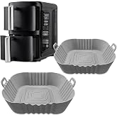 Air Fryer Silicone Liners for Ninja Double Stack 7.6L SL300UK and SL201 8QT: Ninja Double Stack Accessories, DoubleStack Containers, Dual Silicone Liners for SL300UK, SL201 by FryEasy