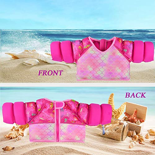 Swimming Jacket for Kids Child Girls Swim Vest Flotation Device Buoyancy Toddler Beautiful Mermaid Pattern Suitable for Girls, 20-33lbs (S) Pink