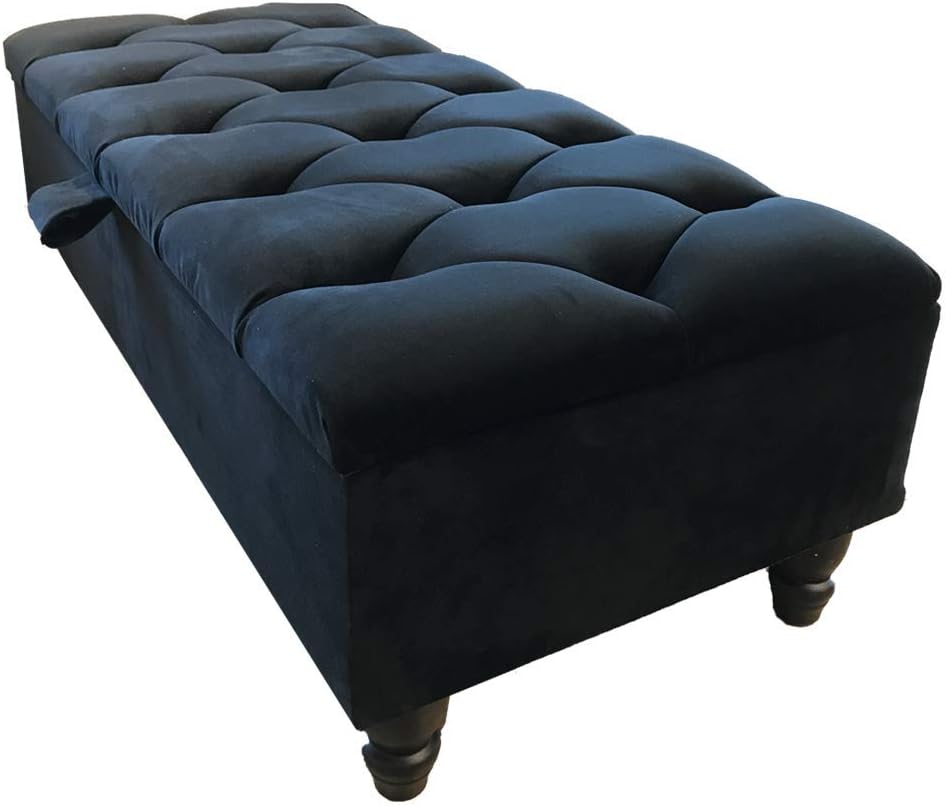 Folding Ottoman Storage Box with LidVelvet Upholstered Footstool for